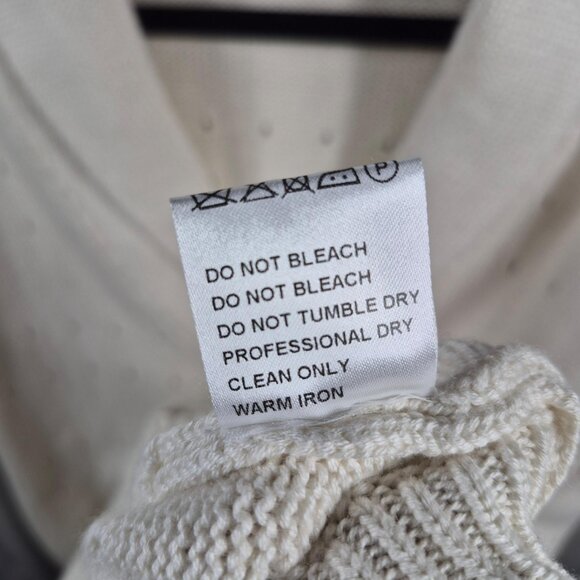 Micah Cohen Sweater Mens M Ivory Wool Knit Cardigan Long Sleeve V Neck Pockets - Picture 7 of 8